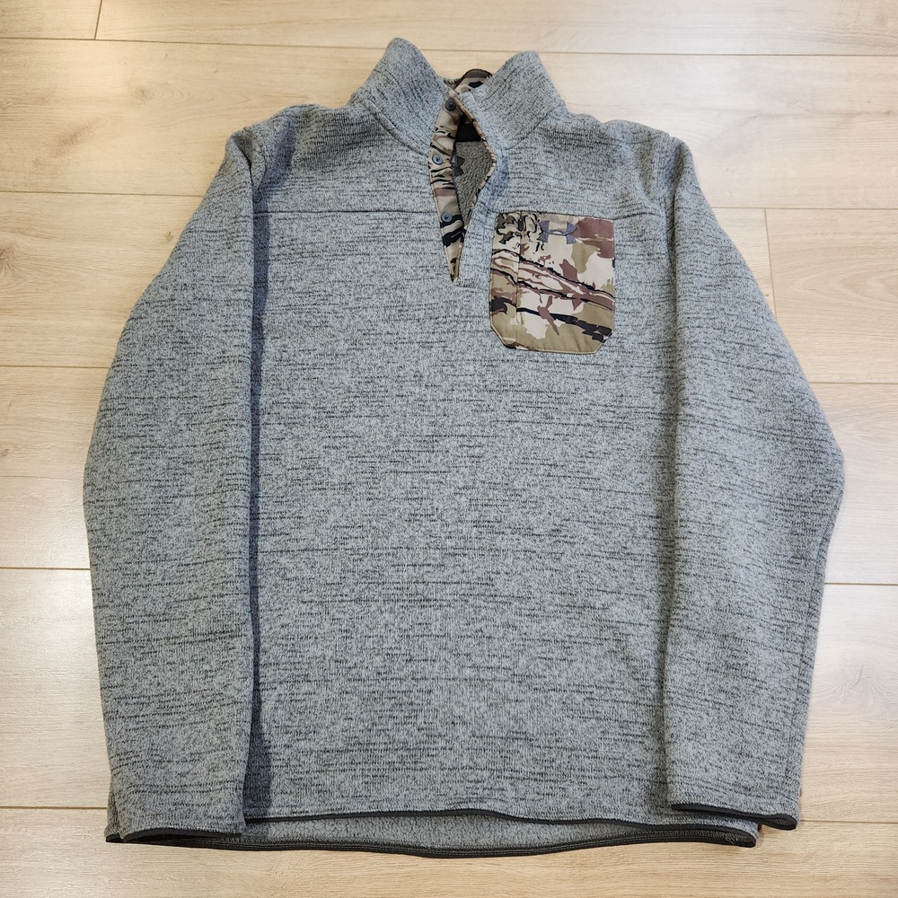 Under Armour Specialist Henley 2.0 Mens Large Gray Snap Camo Fleece Pullover